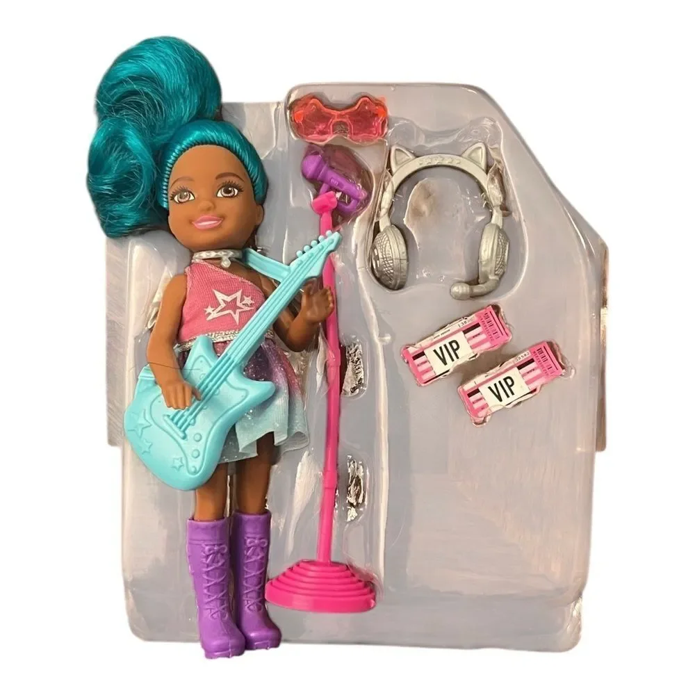 Barbie Chelsea Can Be Anything Pop Star Rockstar Doll Playset Teal Hair